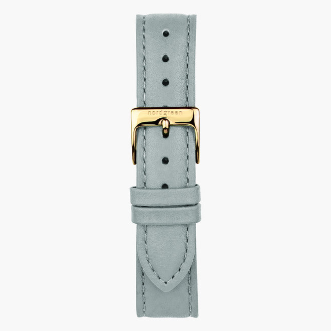 ST16POGOVEDG &Vegansk læder urremme - grå med guld spænde - 16mm