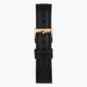 Cuero negro - Oro rosa - 32 mm