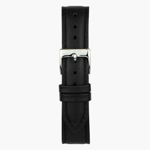 Cuero negro - Plata - 36 mm