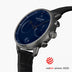 PI42GMLEBCNA &Pioneer kronograf ur i gun metal  - blå skive - sort croc læder urrem