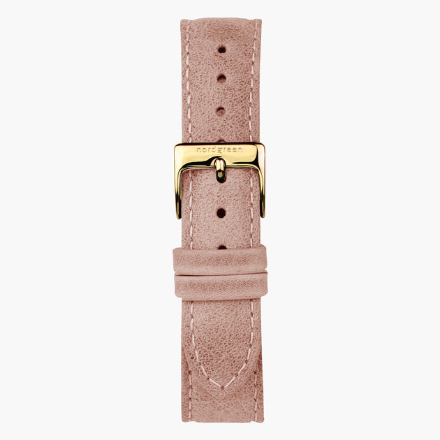 ST18POGOLEPI &Læder urremme - pink med guld spænde - 18mm