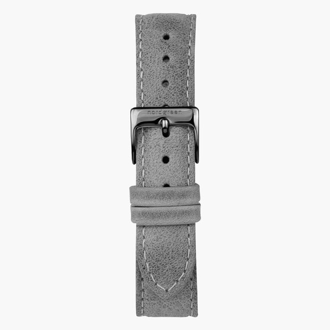 ST20POGMLEGR &Patina læder urremme - grå med gun metal spænde - 20mm