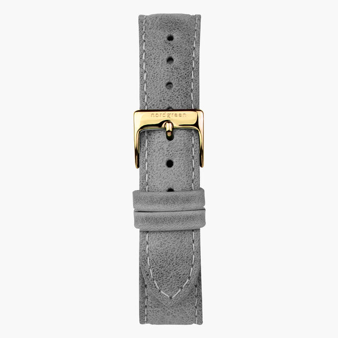 ST20POGOLEGR &Patina læder urremme - grå med guld spænde - 20mm