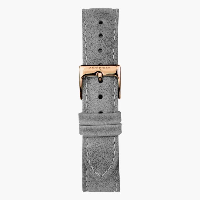 ST20PORGLEGR &Patina læder urremme - grå med rose guld spænde - 20mm