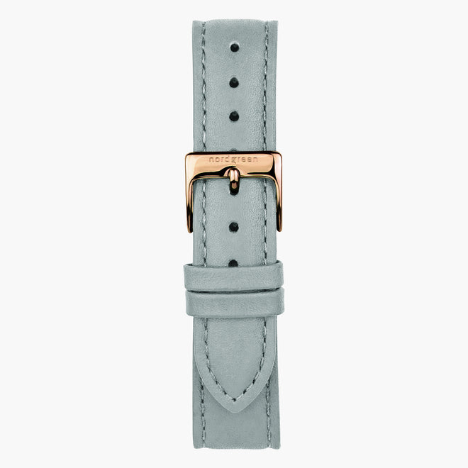ST16PORGVEDG &Vegansk læder urremme - grå med rose guld spænde - 16mm
