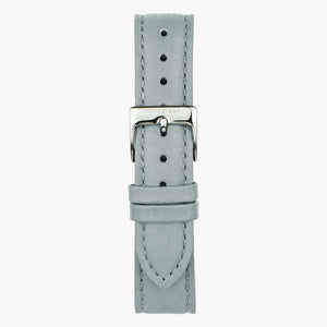 ST18POSIVEDG &Vegansk læder urremme - grå med sølv spænde - 18mm