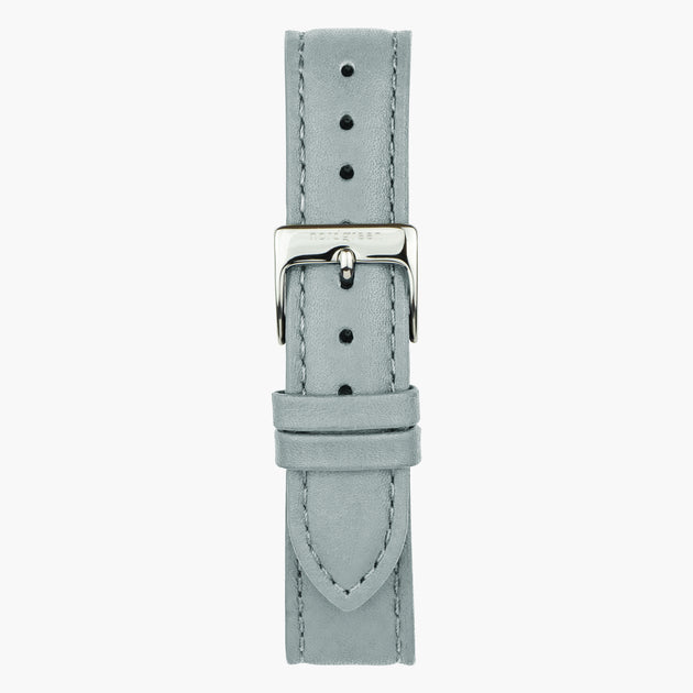 ST18POSIVEDG &Vegansk læder urremme - grå med sølv spænde - 18mm