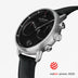 PI42SILEBLBL &Pioneer kronograf ur i sølv - sort skive - sort læder urrem