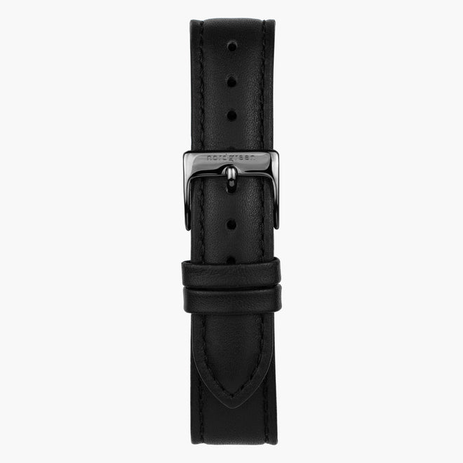 ST16POGMLEBL &Læder urremme - sort med gun metal spænde - 16mm