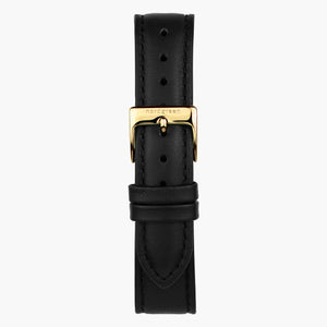 ST18POGOVEBL &Vegansk læder urremme - sort med guld spænde - 18mm