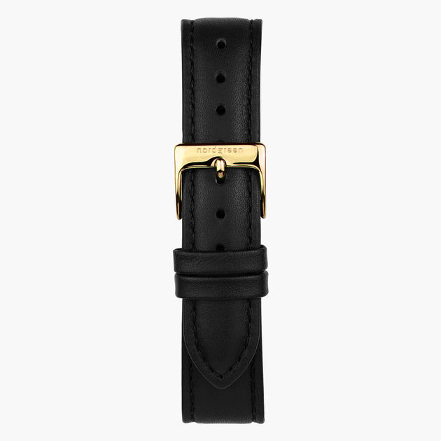 ST18POGOVEBL &Vegansk læder urremme - sort med guld spænde - 18mm