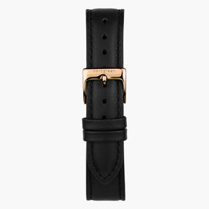 ST18PORGVEBL &Vegansk læder urremme - sort med rose guld spænde - 18mm