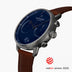 PI42GMLEDBNA &Pioneer kronograf ur i gun metal - blå skive - mørkebrun læder urrem