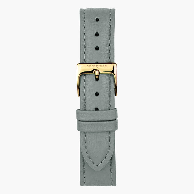 ST16BRGOLEGR &Læder urremme - grå med guld spænde - 16mm