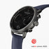 PI42GMVENABL &Pioneer kronograf ur i gun metal - sort skive - blå vegansk læder urrem