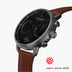PI42GMLEBRBL &Pioneer kronograf ur i gun metal - sort skive - brun læder urrem