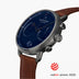 PI42GMLEBRNA &Pioneer kronograf ur i gun metal - blå skive - brun læder urrem
