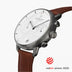 PI42GMLEBRXX &Pioneer kronograf ur i gun metal - hvid skive - brun læder urrem