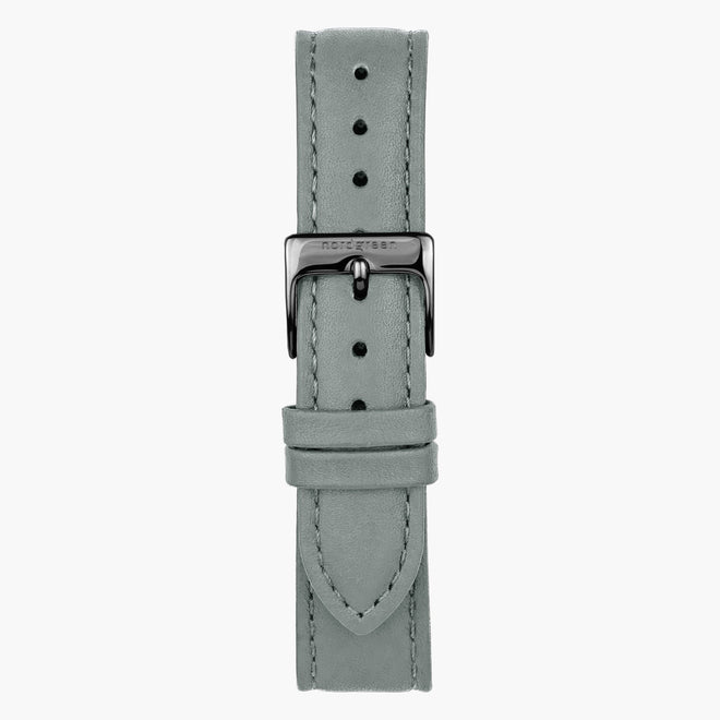 ST14POGMLEGR &Læder urremme - grå med gun metal spænde - 14mm