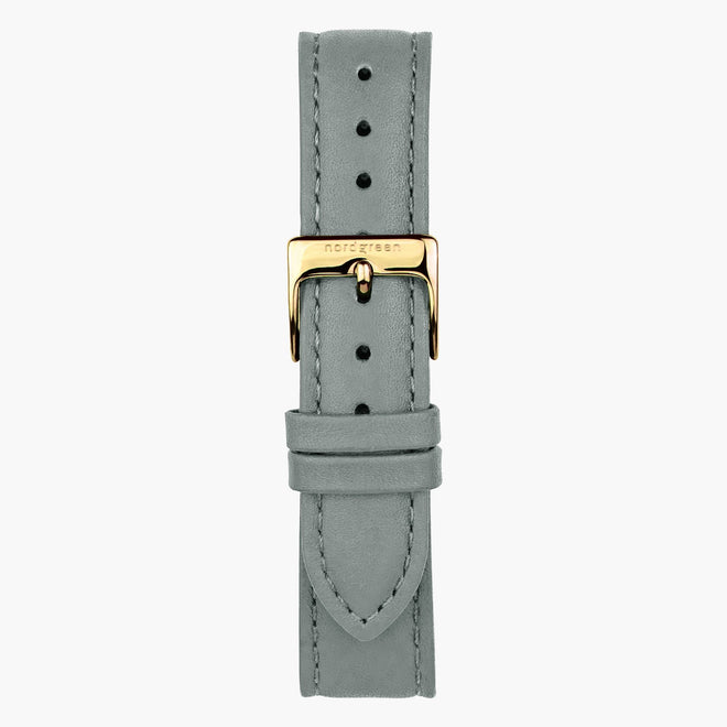 ST14POGOLEGR &Læder urremme - grå med guld spænde - 14mm
