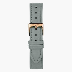 ST16BRRGLEGR &Læder urremme - grå med rose guld spænde - 16mm