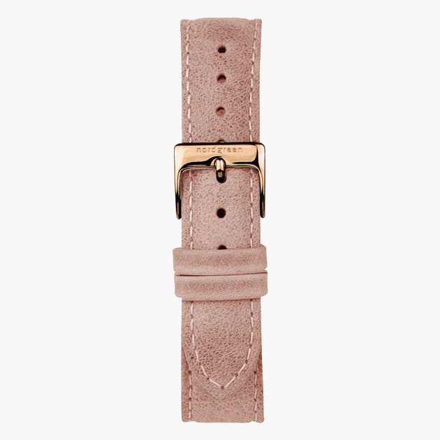 ST18PORGLEPI &Læder urremme - pink med rose guld spænde - 18mm