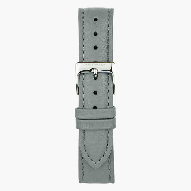 ST16BRSILEGR &Læder urremme - grå med sølv spænde - 16mm