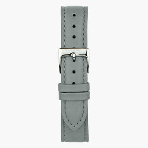 ST18POSILEGR &Læder urremme - grå med sølv spænde - 18mm