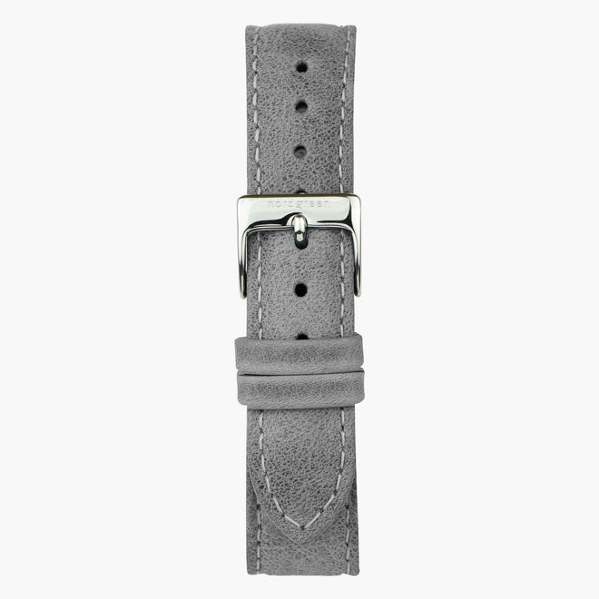 ST20POSILEGR &Patina læder urremme - grå med sølv spænde - 20mm