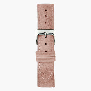 ST16BRSILEPI &Læder urremme - pink med sølv spænde - 16mm