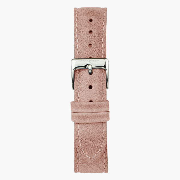 ST16BRSILEPI &Læder urremme - pink med sølv spænde - 16mm